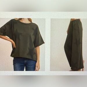 168.Womens Mineral Washed Star Top & Pants Set